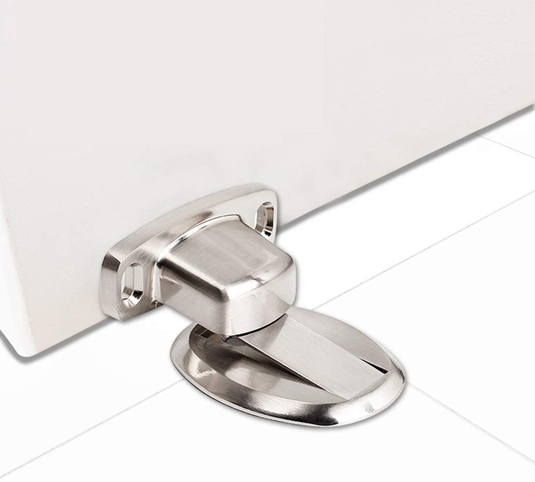 PHOEWON Strong Magnetic Door Stopper Metal Door Stop Heavy Duty Door Catch with 3M Self Adhesive Conceal Screws Floor Mounted