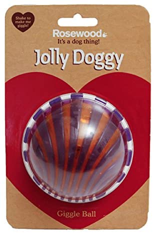 Rosewood Jolly Doggy Giggle Dog Toy Ball, Violett/Orange - Image 2