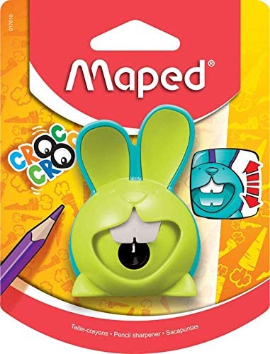 Maped CROC CROC Rabbit Pencil Sharpener - for Thin Pencils With Box - Turquoise/Purple, Green/Turquoise, Pink/Green, 1 Piece - Image 2