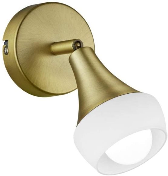 Trio Leuchten Trumpet 803100104 Wall Spotlight Antique Brass Metal White Glass Excl. 1 x E14