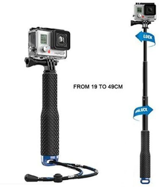 MyArmor Rubberized Aluminum Hand Grip Waterproof Selfie Stick Extendable (7-19 inch) Telescopic Handheld Pole Monopod for GoPro HD Hero 5/4/3+/3/2/1 - Image 3