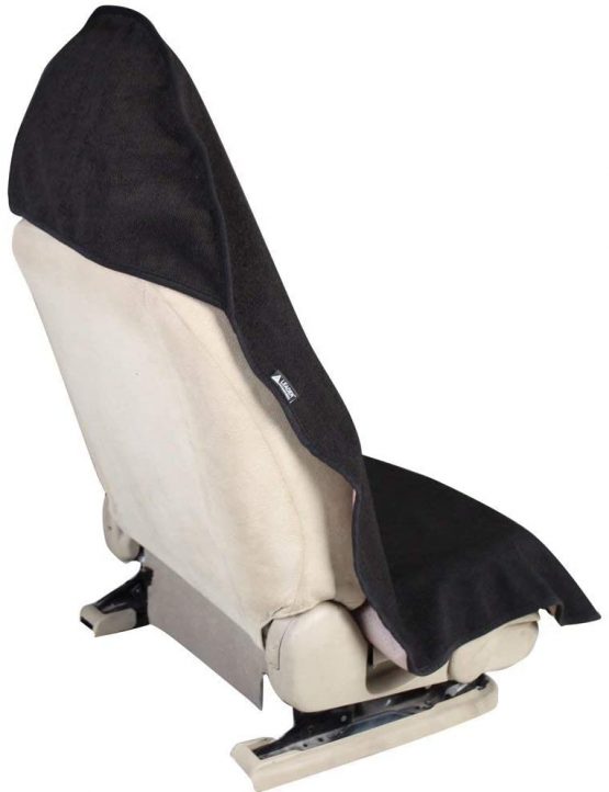 Leader Accessories Waterproof Black Sweat Towel Car Seat Cover Front Bucket Seat Protector Machine Washable Non-Slip Fits for Athletes Running Swimming Boxing Biking Yoga Workout BLACK color - Image 3