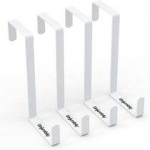 Over Door Hanger from Unjumbly - 4 Pack Metal Small Over the Door Hangers to Fit Over the Two Most Popular Door Widths, Ideal Over Door Hooks as a Towel Hanger, Coat Hook, Wardrobe Door Hook (White)