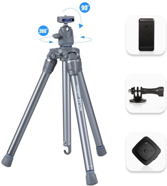 Fotopro 56.7" Lightweight Camera Tripod Entry Level Tripod with Ball Head for DSLR Camera, Digital Camera, Smartphone(Grey+Red)