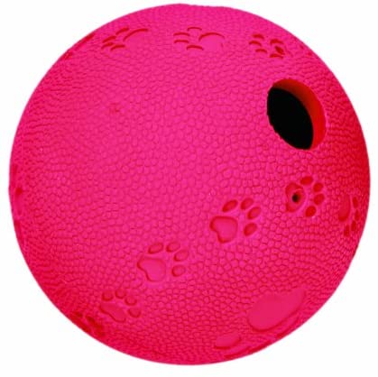 TRIXIE Snack Ball, Dog toy with integrated maze, extra long playtime fun, rolls and bounces quietly, natural rubber