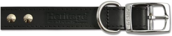 Ancol Leather Stud Collar Black 26-31cm Size 2