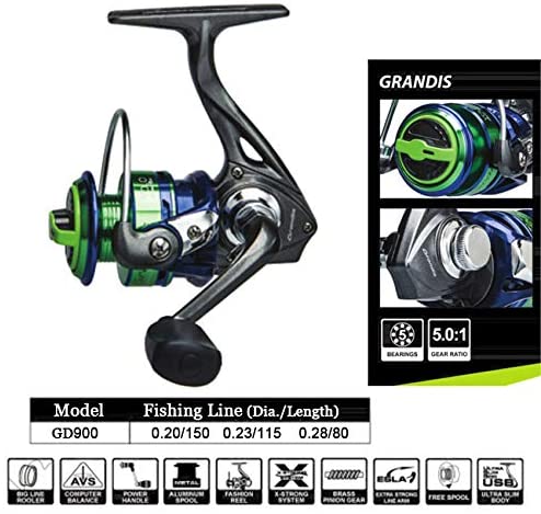 QualyQualy Fishing Reels Alumminum Mini Spinning Reel Fishing Reels Fishing Gear, Black - Image 2