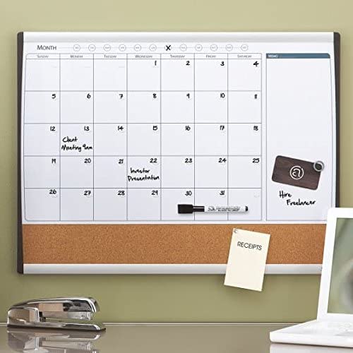 Nobo Small Magnetic Whiteboard Planner With Cork Notice Board, Weekly & Monthly, Arched Frame, Wall Mountable, Home/Office - Image 3