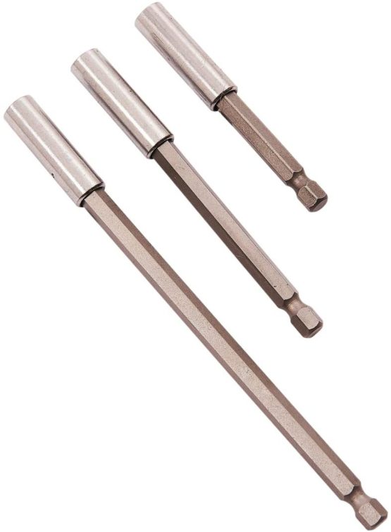 Amtech L2210 Magnetic Bit Holders, 3 Piece Set, 150mm, 100mm and 75mm Lengths, ¼ inch Hex Drive, Quick Release Drives - Image 2