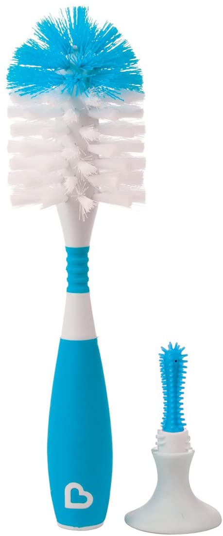 Munchkin Bristle Deluxe Bottle and Teat Brush with Textured, Easy-Grip Handle - 1 Brush (Assorted Colours) - Image 3
