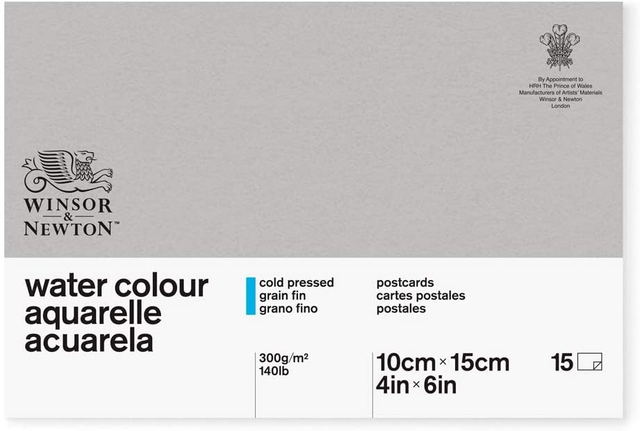 Winsor & Newton Classic 10.2 x 15.2 cm 300 gsm Cold Pressed Water Colour Paper Postcard Pad, White, 10.16 cm x 15.24 cm