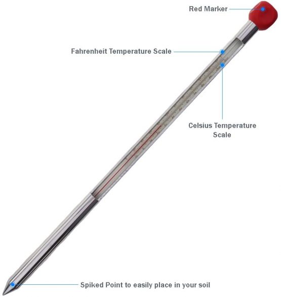Garden Soil Thermometer 320mm Aluminium Case - Monitor Soil Temperature Prior To Sowing and Planting Composting With This Useful Soil Temperature Probe Thermometers Greenhouse Accessories - Image 2