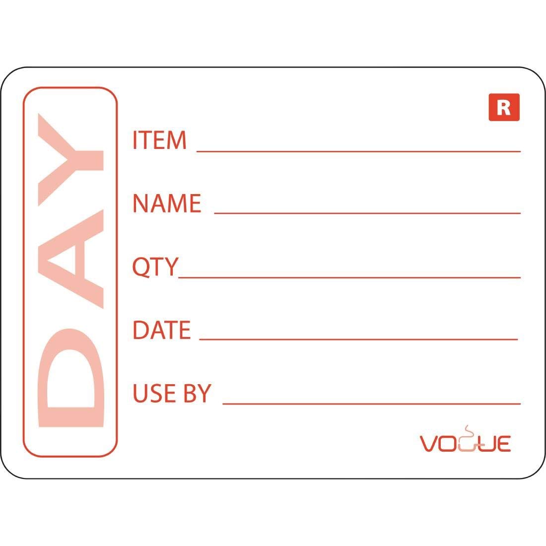 Vogue Removable Self Adhesive Prepped Food Container Labels 49(H) x 65(W)mm, White, 49x 65mm - Image 2