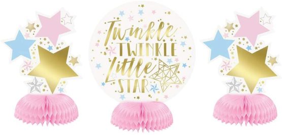 Unique Party 72421 - Mini Twinkle Twinkle Little Star Table Decorations, Pack of 3