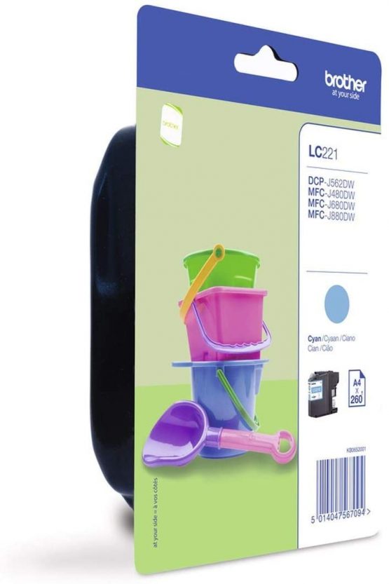 Brother LC-221C Inkjet Cartridge, Cyan, Single Pack, Standard Yield, Includes 1 x Inkjet Cartridge, Brother Genuine Supplies - Image 2