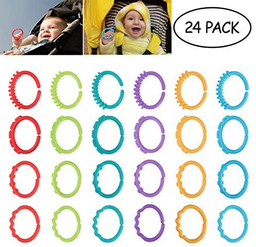 TOYMYTOY 24pcs Baby Teether Rings Links Toys Links Rattle Strollers Car Seat Travel Toys for Baby Infant Newborn - Image 2