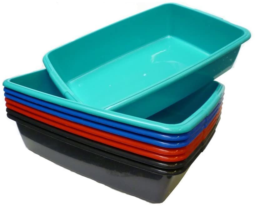 Whitefurze Plastic Cat Litter Tray, Large, Assorted