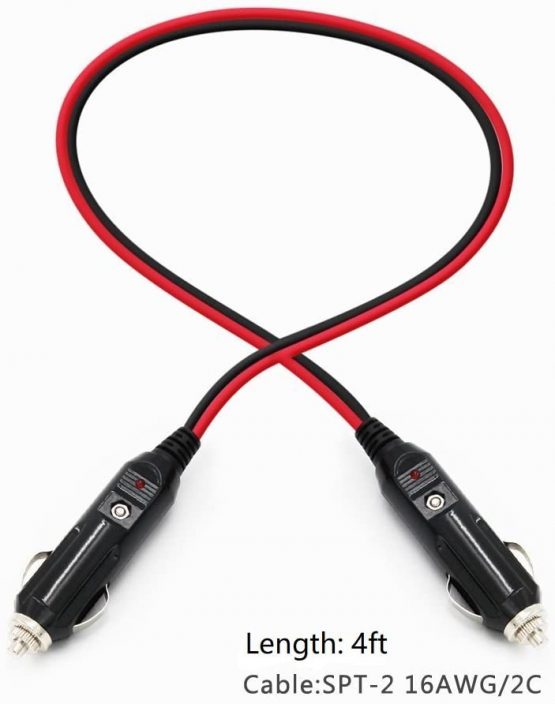 KUNCAN 4FT 12-24V Double Male to Male Cigarette Lighter Plug Extension Cable, with LED Lights, 16 AWG Heavy Duty Cable, Power Charger Cord, Fuse 10A - Image 2