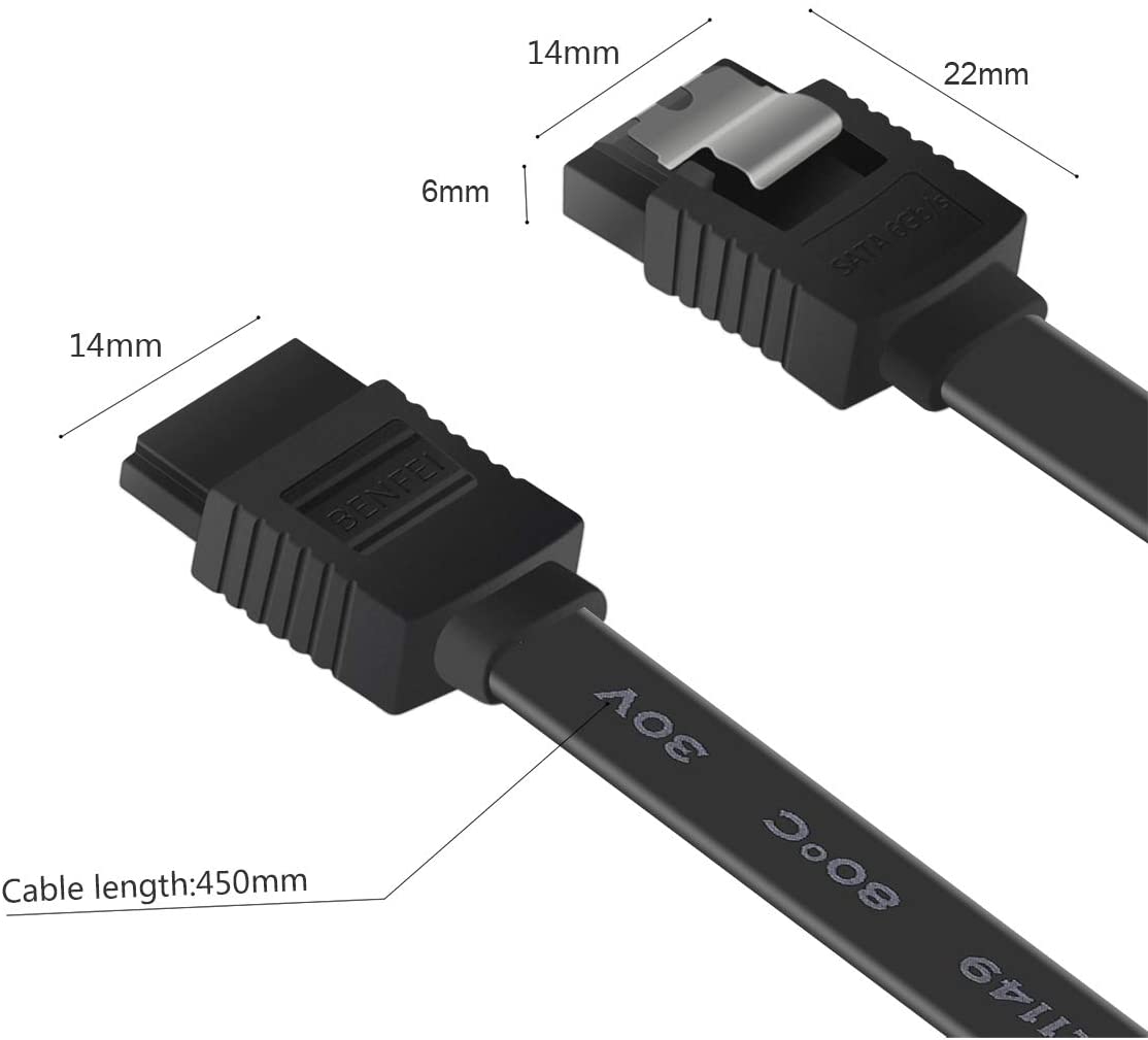 Benfei SATA Cable III, 3 Pack SATA Cable III 6Gbps Straight HDD SDD Data Cable with Locking Latch 18 Inch for SATA HDD SSD - Image 4