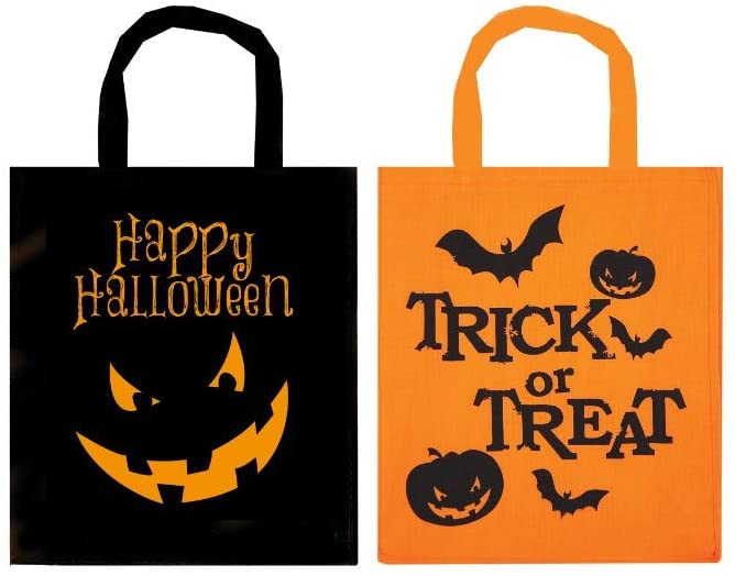 Henbrandt 2 x Fabric Treat Bags for Halloween, Orange, 28 x 34cm