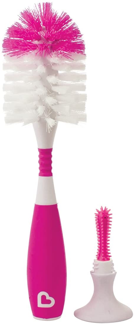 Munchkin Bristle Deluxe Bottle and Teat Brush with Textured, Easy-Grip Handle - 1 Brush (Assorted Colours) - Image 2