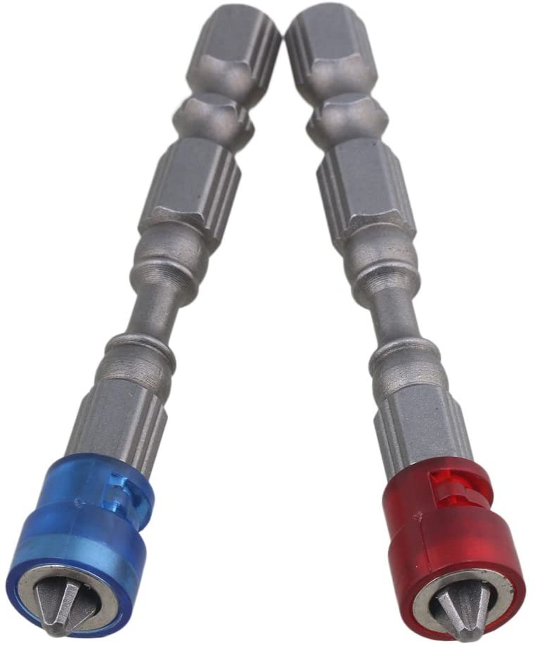 BQLZR 1/4" S2 Chrome Steel Drywall Magnetic Screwdriver Bit PH2 L65xD9mm Plasterboard Screw Bits Hex Shank with Depth Stop 1- Pack of 5 - Image 2