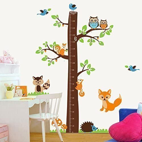 WALPLUS Fox Tree Height Measure Wall Stickers: Removable Kids Room Decor, Nursery Art, Animal Decals
