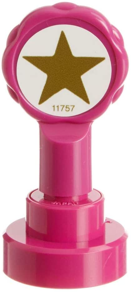 Xstamper Xclamations Gold Star Teacher Stamp (Impression Size: 22mm). Pre-Inked Stamper for Marking School Work Refillable Ink Stamps with Protective Dome