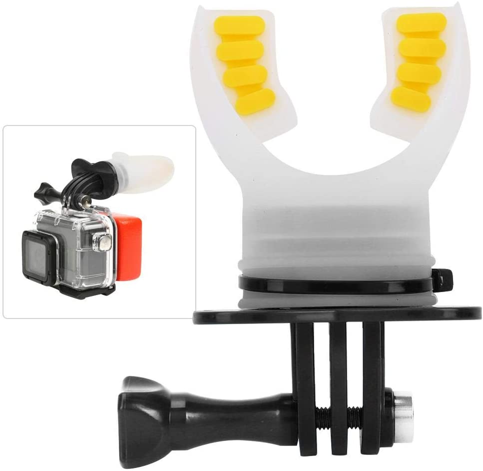 Topiky Mouth Bite Mount Mouthpiece Holder Adapter Surfing Diving Skating with Floaty and Neck Lanyard for 7/6/5/4/3/3+ for for XiaoYi Action Camera(Black)