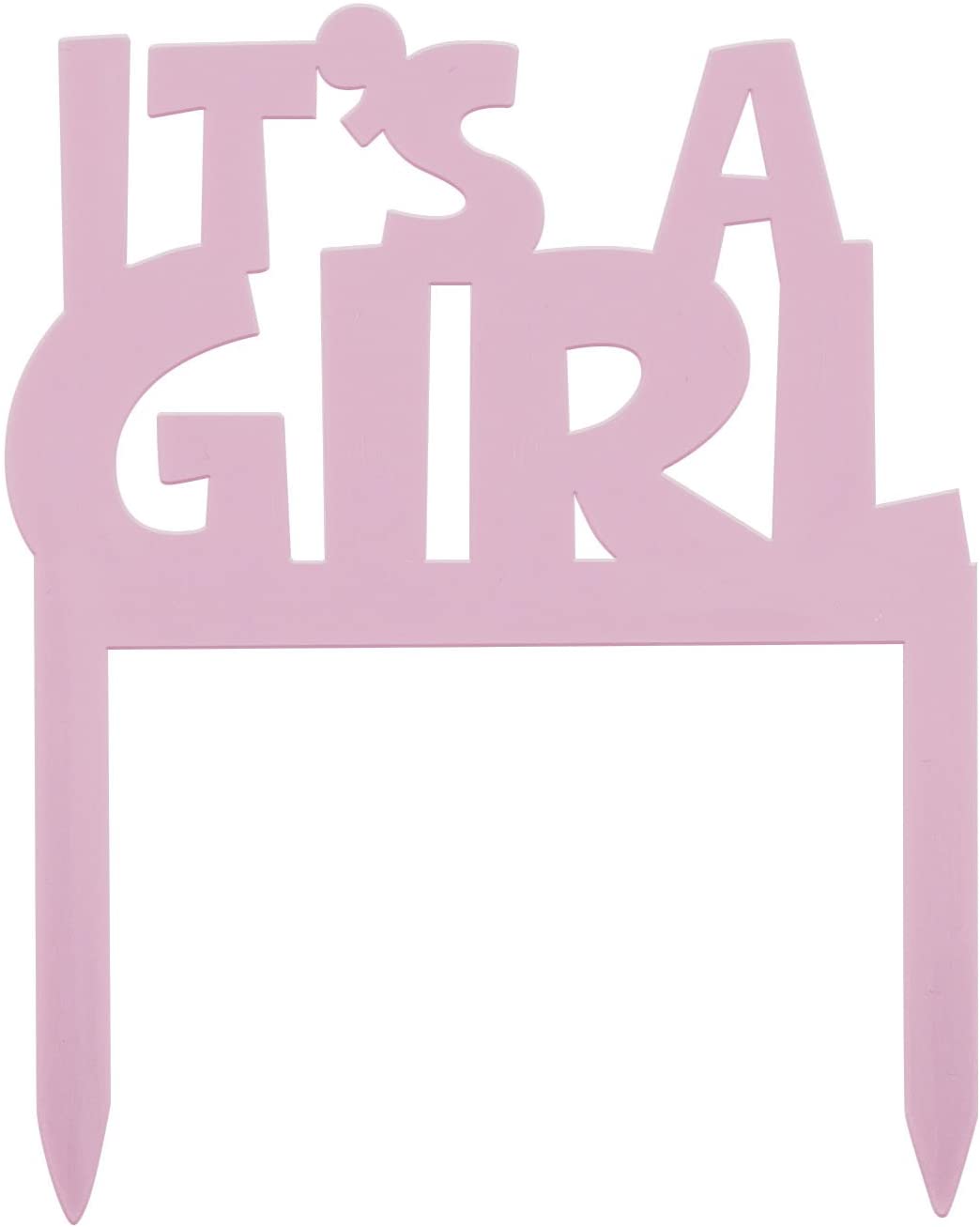 Unique Party 61764 - Plastic Pink It's A Girl Baby Shower Cake Topper, Light Pink, 4" x 3.25"