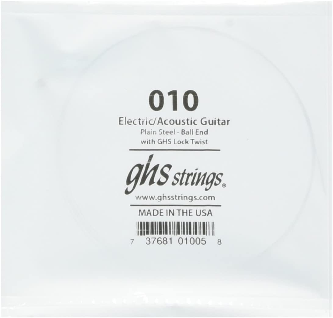 GHS BOOMERS Single String For Electric Guitar - Plain Steel - 010, Silver
