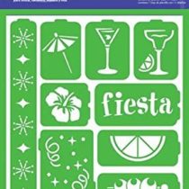 Americana Decor Party Time Stencil, Blue, 21 x 15.5 x 0.3 cm