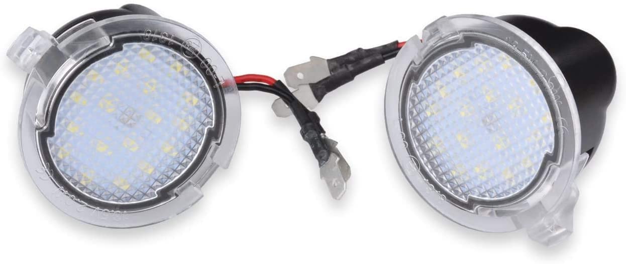 NATGIC 2pcs LED Front Under Mirror Light Rearview Mirror Lights Car Side Rearview Mirror Puddle Lights Car Welcome Light 12V - White - Image 2