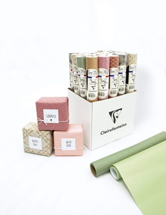 Clairefontaine Kraft Wrapping Paper, 5 x 0.35m - Red Flowers - Image 3