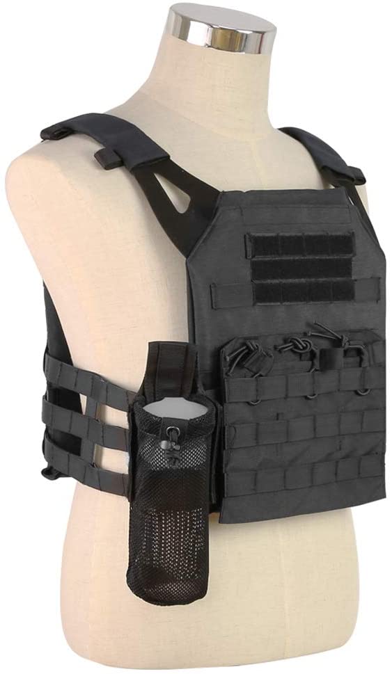 AOUTACC Molle Water Bottle Pouch,FoldableTactical Military Drawstring Open Top Water Bottle Holder Mesh Water Bottle Bag Carrier Attachment (BK) - Image 3