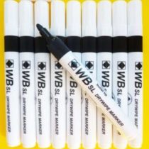 Hainenko 874001 Whiteboard Slimline Dry Wipe Marker with Fine Bullet Tip - Black (Pack of 10)