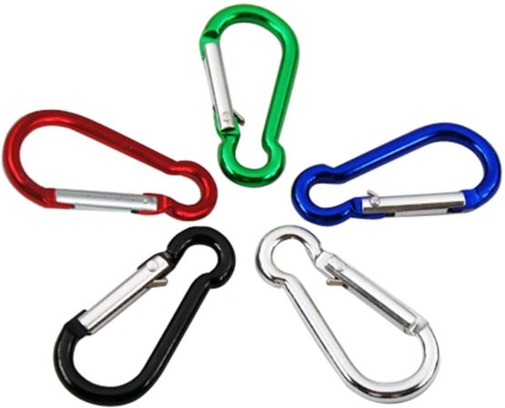 TRIXES 5 x Carabiner Clip Hook for Camping - Keyring Sports Mini Spring 5cm - D Ring Clip for Camping Hiking Travelling Bag Backpack - Lightweight Small Karabiner - Key Chain Clips