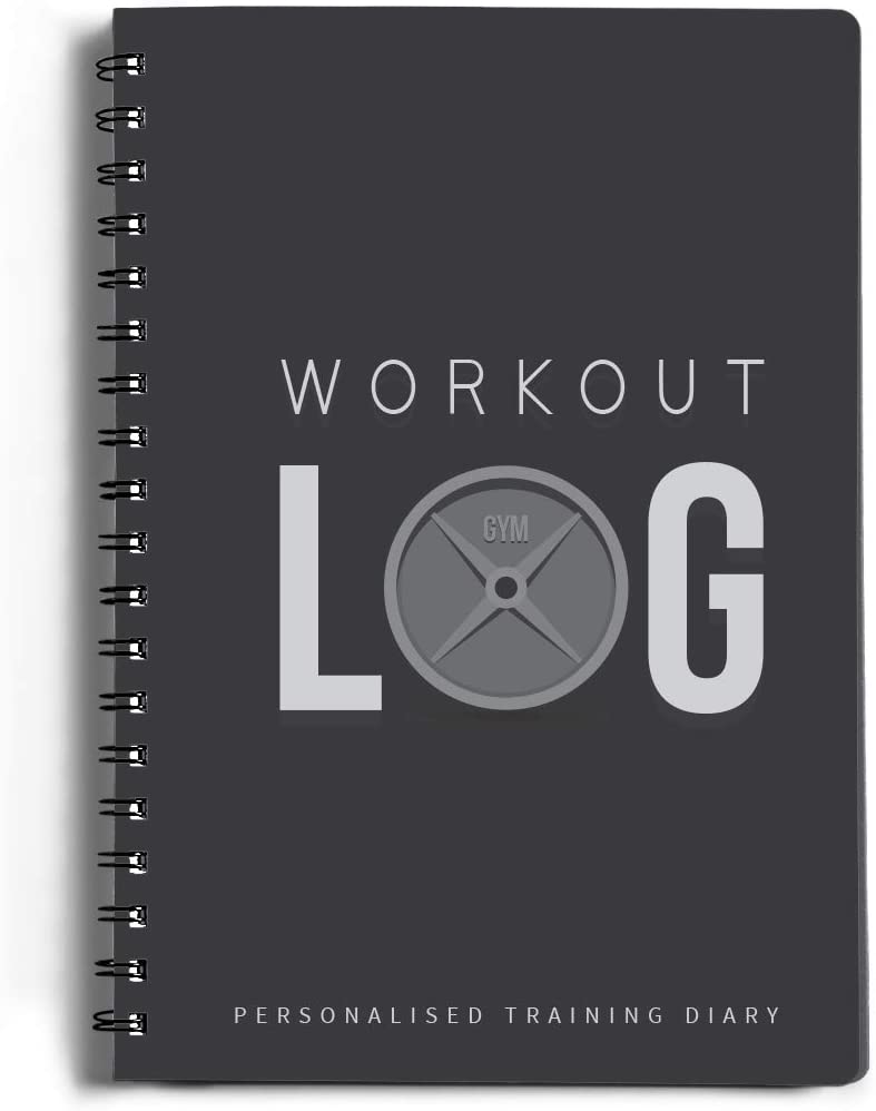 Workout Planner for Daily Fitness Tracking & Goals Setting, A5 Size, 6” x 8”, Charcoal Grey, Improved Thicker Cover