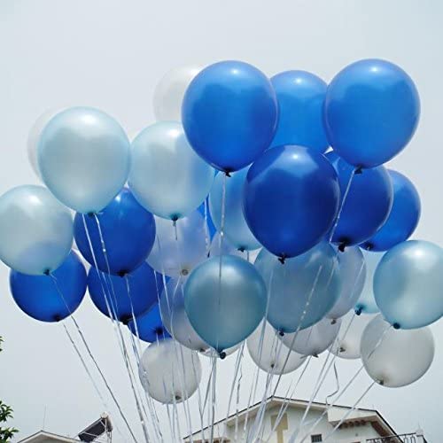 GrassVillage 100 Pcs 12 Inch Latex Balloons, Blue & White Party Balloons for Birthday Baby Shower, Carnival - Image 2