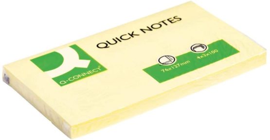 Q Connect 76 x127mm Quick Note Repositionable Pad - Yellow (Pack of 12) - Image 2