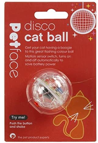 Petface Light Up Disco Ball Interactive Colour Changing Cat Toy, 3.5 cm Diameter (Pack of 1), Transparent