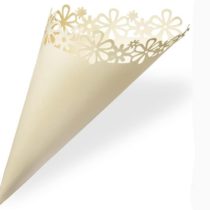 Club Green CONFETTI CONE LASER FLOWER IVORY H.190MM, Card, 31.5 x 17.5 x 0.3 cm