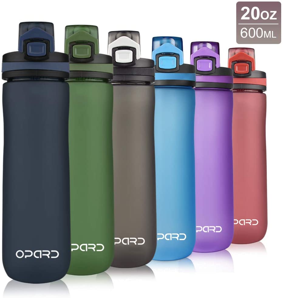 Opard Zip 600ml Plastic Water Bottle Dishwasher Safe, Leakproof Flip-Top Lid, BPA Free Tritan