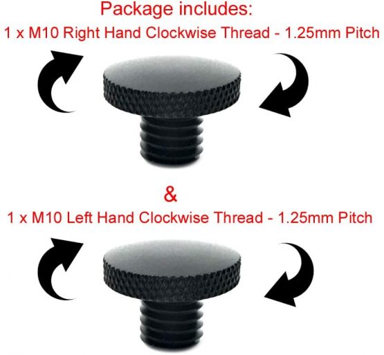 Pair of Billet Aluminium Motorcycle Mirror Blanking Plugs (10mm: 2 x clockwise) - Image 2