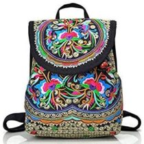 Nanxin Vintage Classic Style Mini Flower Backpack, Fashion Vintage Casual Floral Daypacks Solid Shoulder School Bag for Women and Girl