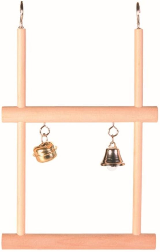 Trixie Wood Swinging Trapeze with Two Bells, 12 x 20 cm