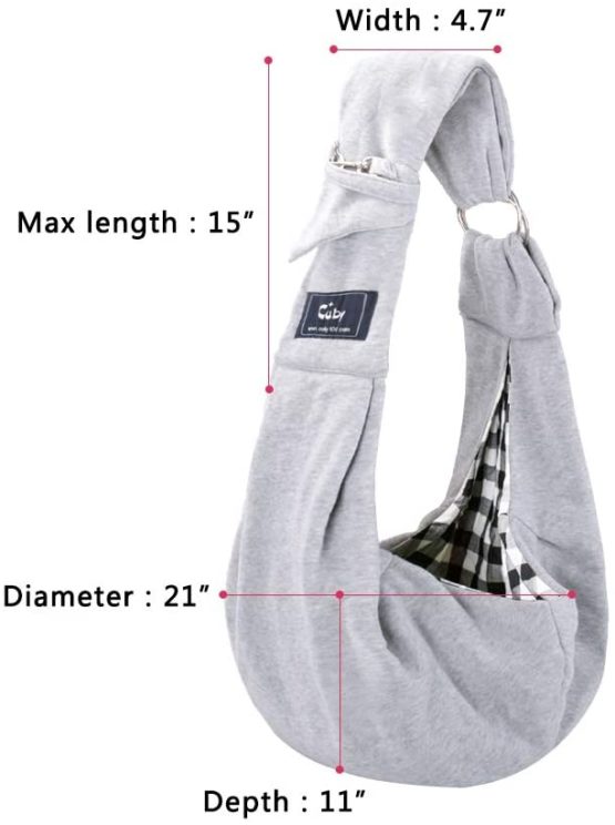 CUBY Reversible Pet Sling Carrier Hands-free Sling Pet Dog Cat Carrier Bag Soft Comfortable Puppy Kitty Rabbit Double-sided Pouch Shoulder Carry Tote Handbag (Grey) - Image 4