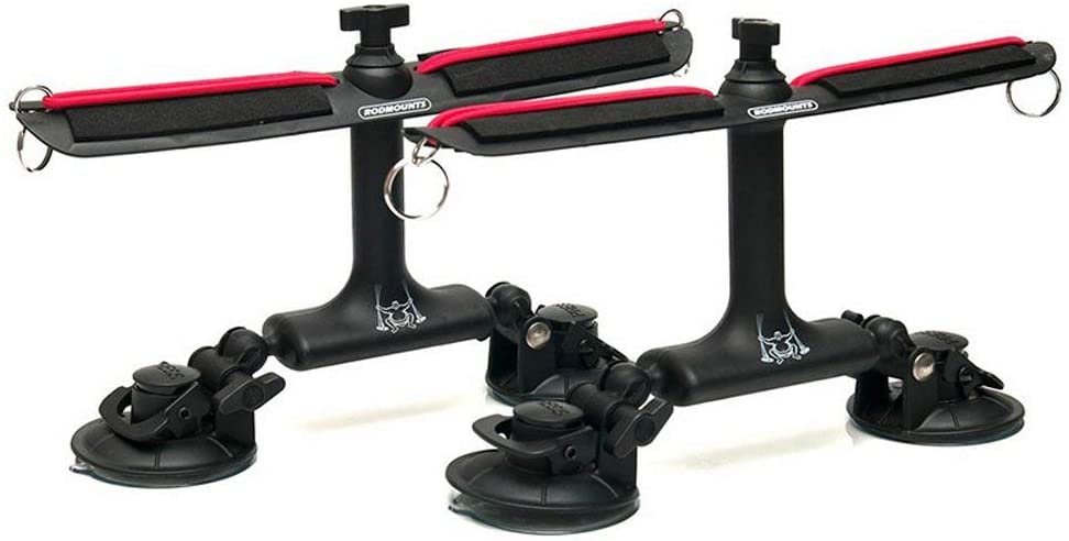 Rodmounts Black Medium Sumo Suction Rod Carrier for Cars and Boats Fishing Equipment, Traveling, 10.51 x 14.21 x 5.12 inches