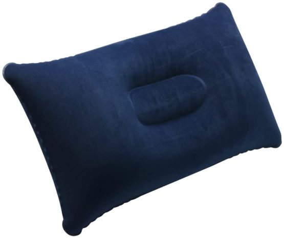 TRIXES Navy Blue Soft Inflatable Camping Travel Pillow Cushion - Compact Air Blow Up Pillow for Beach Sun Lounger Sunbathing Backpacking Hiking - Accessory for Travelling