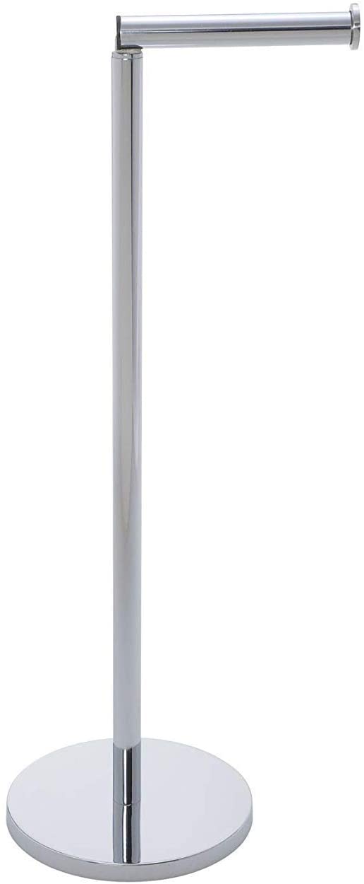 Wenko 19637100 Freestanding Toilet roll Holder 2 in 1, Metal Stainless Steel, 25.5 x 54 x 18 cm, Shiny